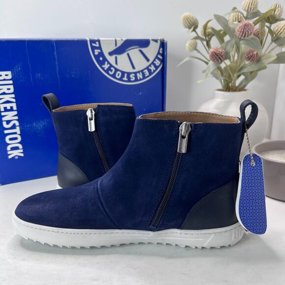 Birkenstock Myra Suede Ankle Boot Side Zip Navy Blue Women 6/EU37 NWB Narrow Fit - Picture 6 of 9